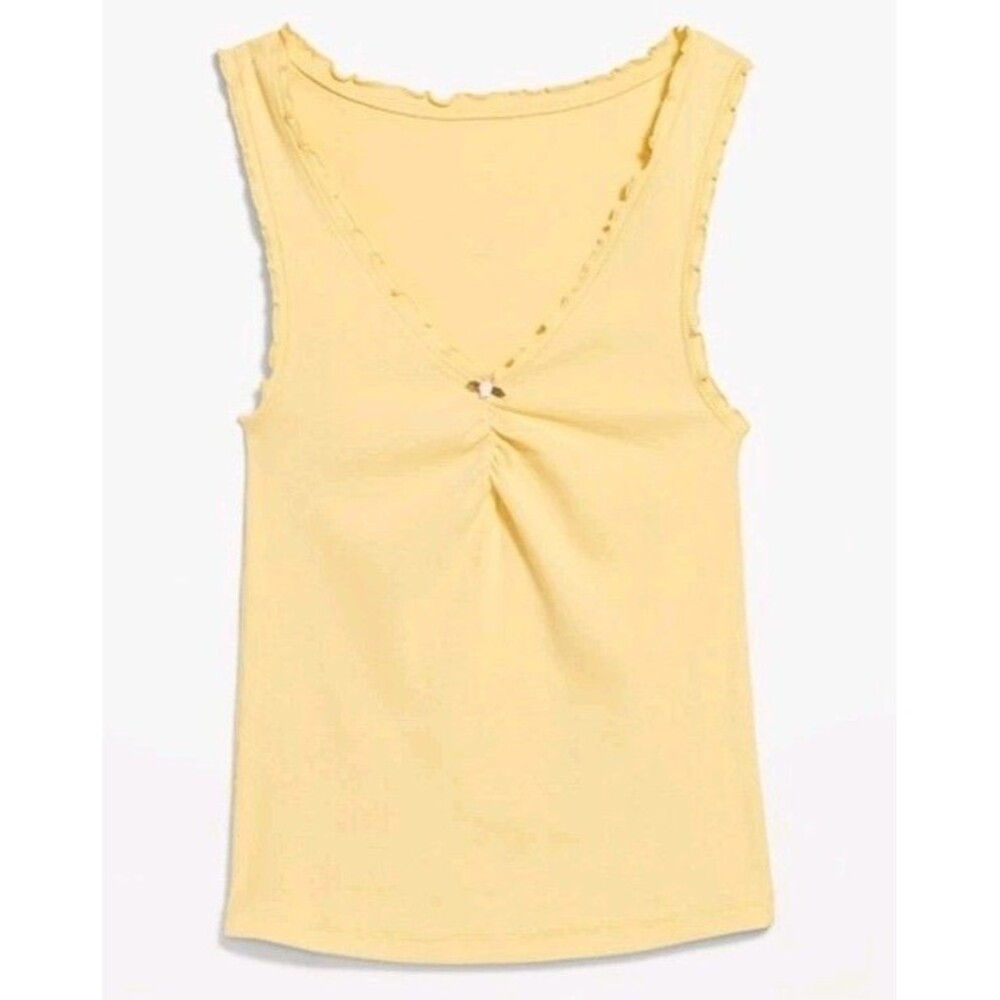 NWT Women's Old Navy Yellow Cinch Rib Knit Tank Size L